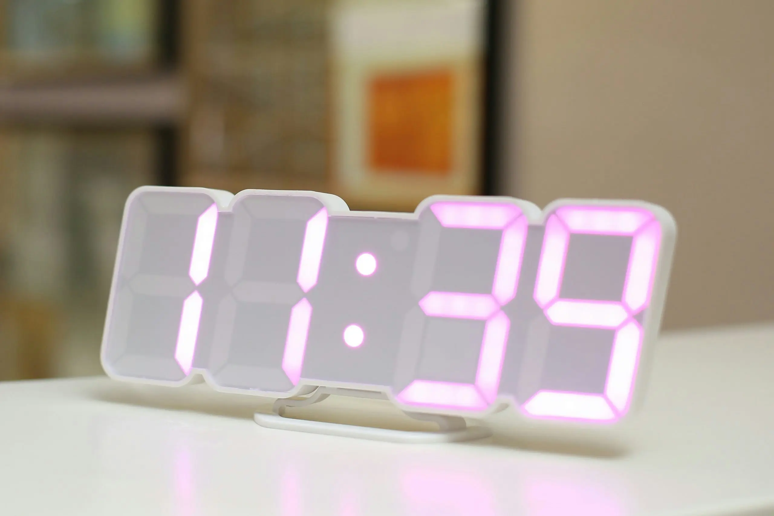 LED Digital Alarm Clock 115 Colour Display USB Power Remote Temperature - White