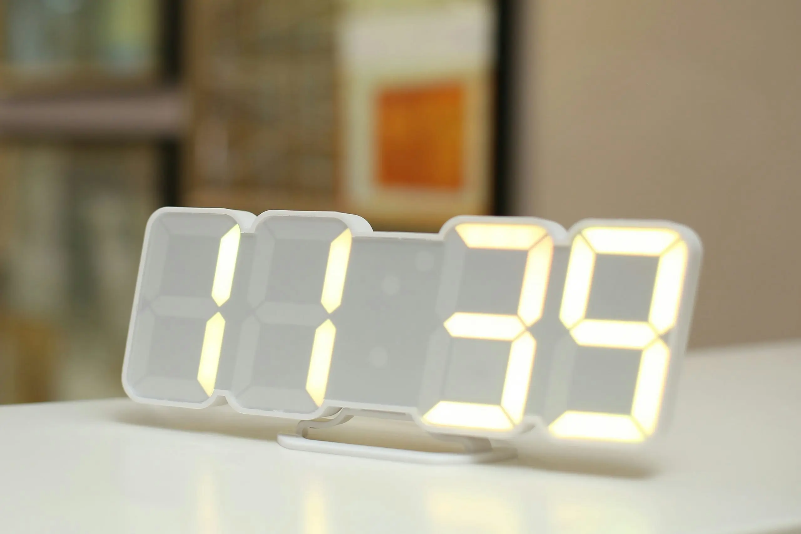 LED Digital Alarm Clock 115 Colour Display USB Power Remote Temperature - White