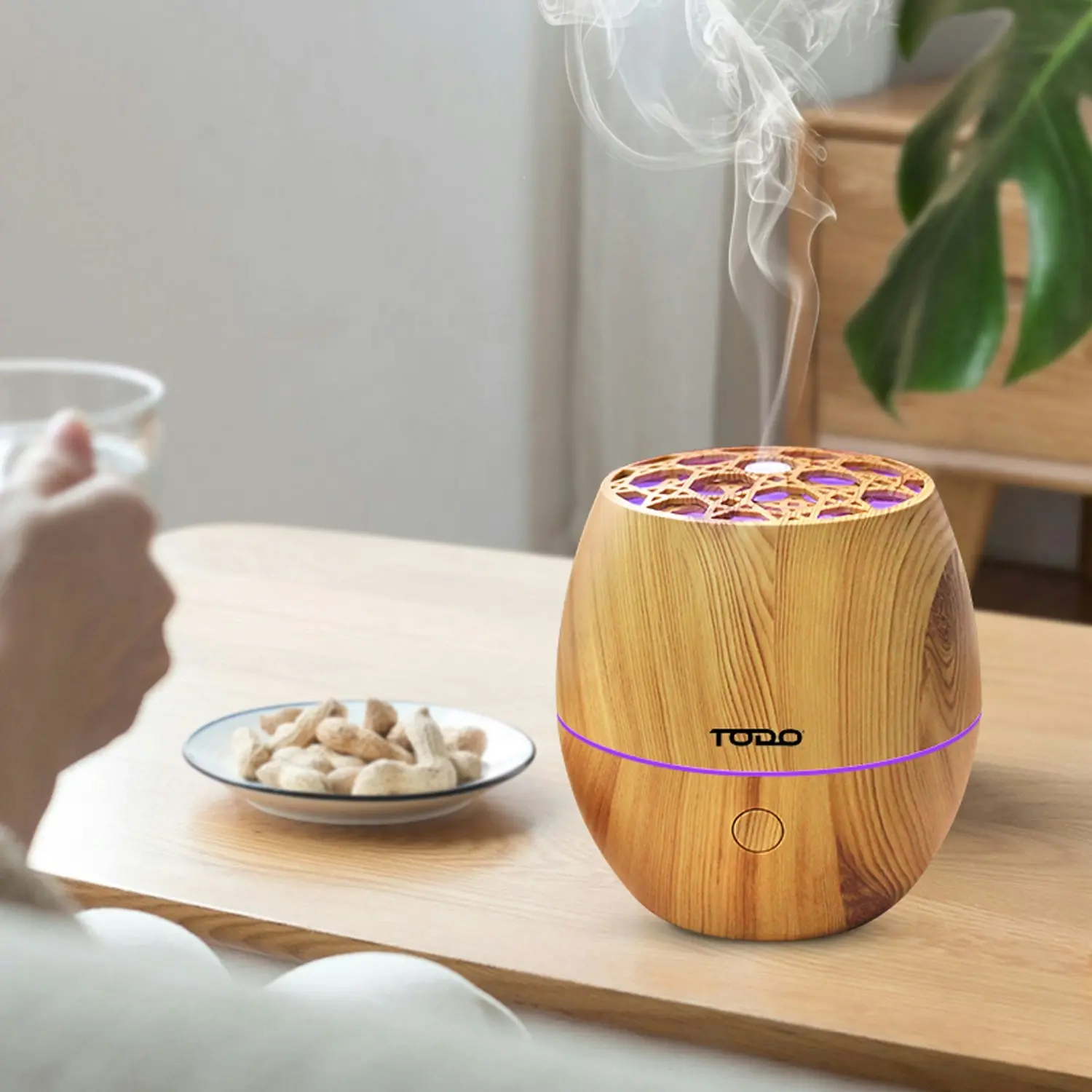 TODO 120ml Humidifier Aromatherapy Diffuser 7 Colour Led Ultrasonic Mist - Woodgrain