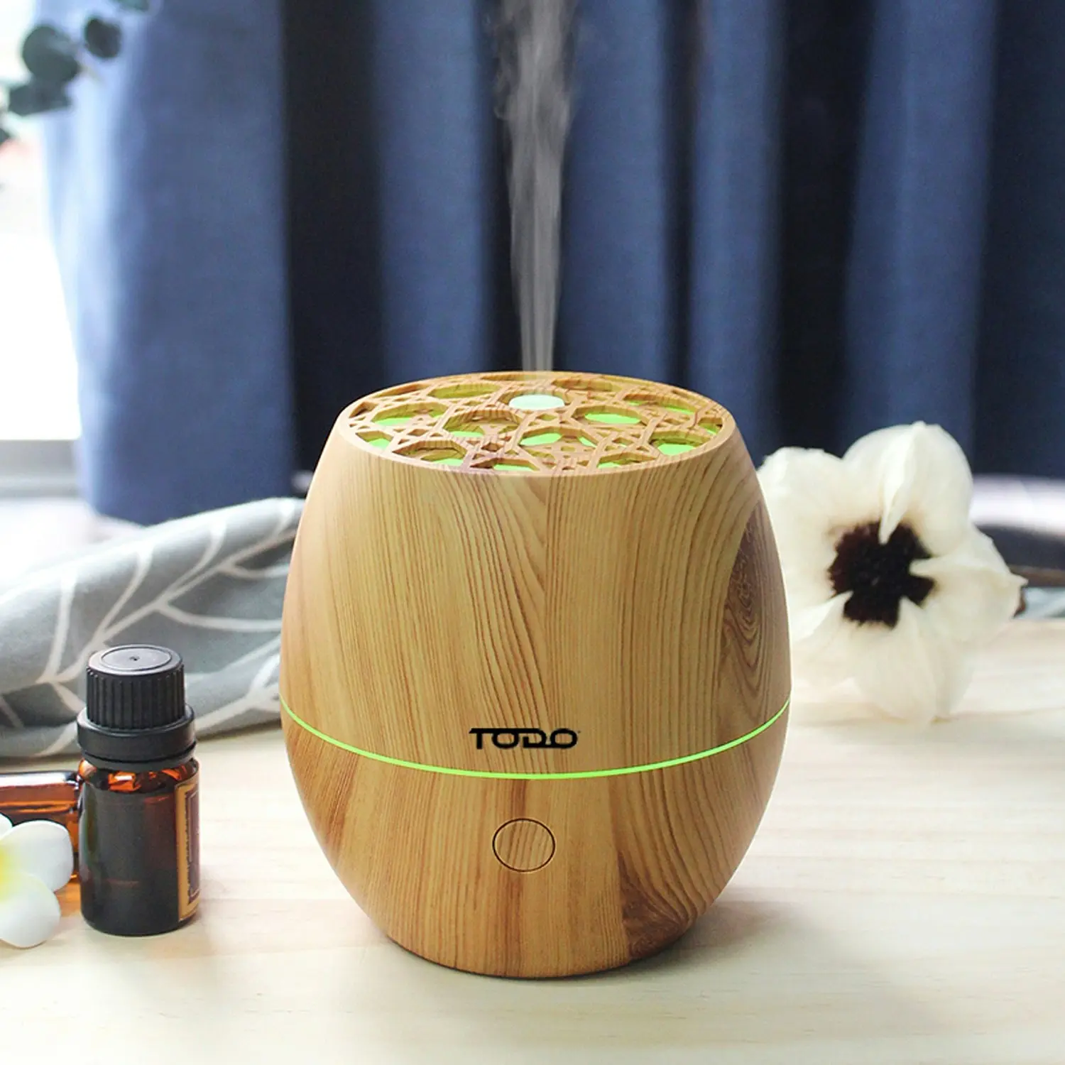 TODO 120ml Humidifier Aromatherapy Diffuser 7 Colour Led Ultrasonic Mist - Woodgrain