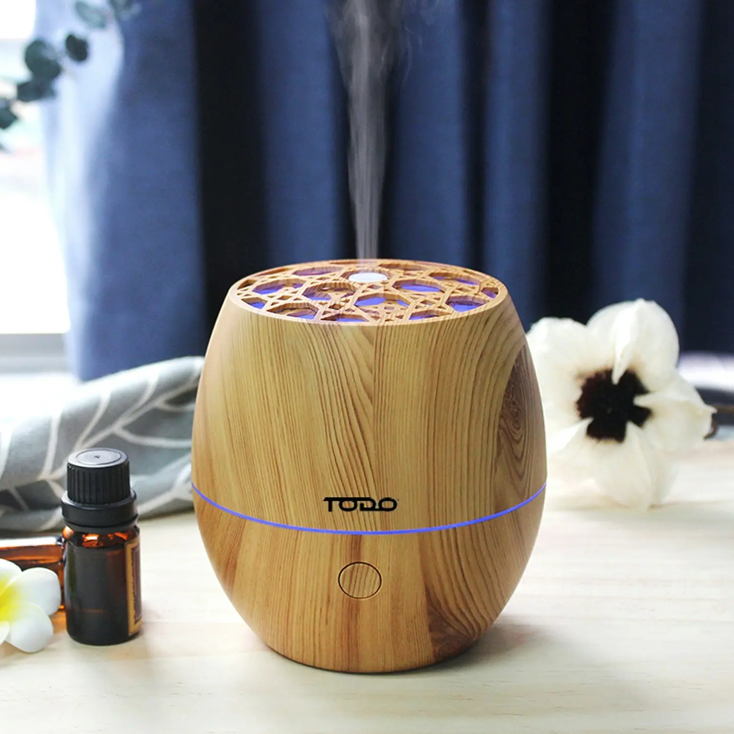 TODO 120ml Humidifier Aromatherapy Diffuser 7 Colour Led Ultrasonic Mist - Woodgrain