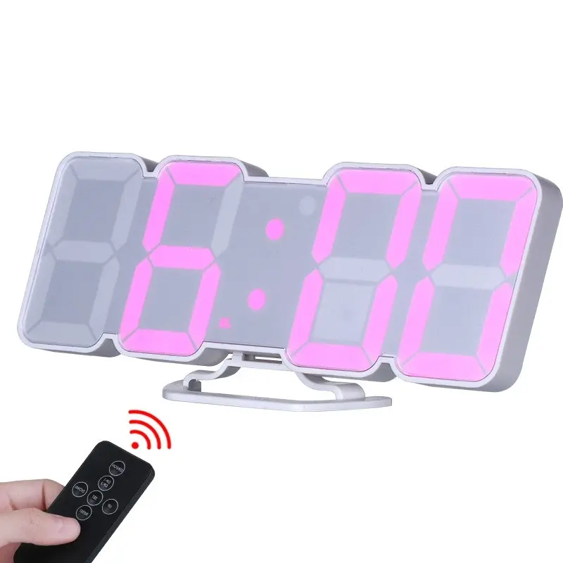 TODO LED Digital Alarm Clock 115 Colour Display USB Power Countdown Timer Remote - White