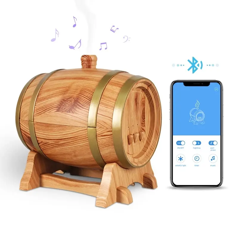 TODO 350Ml Bluetooth Speaker Humidifier Aromatherapy Diffuser Ultrasonic Led + Essential Oil - Oak Wood