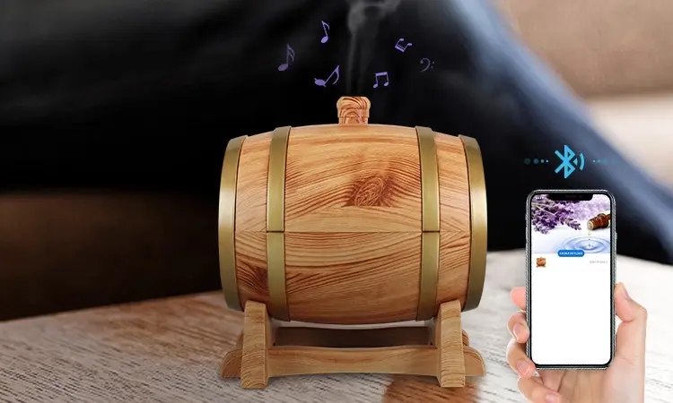 TODO 350Ml Bluetooth Speaker Humidifier Aromatherapy Diffuser Ultrasonic Led + Essential Oil - Oak Wood