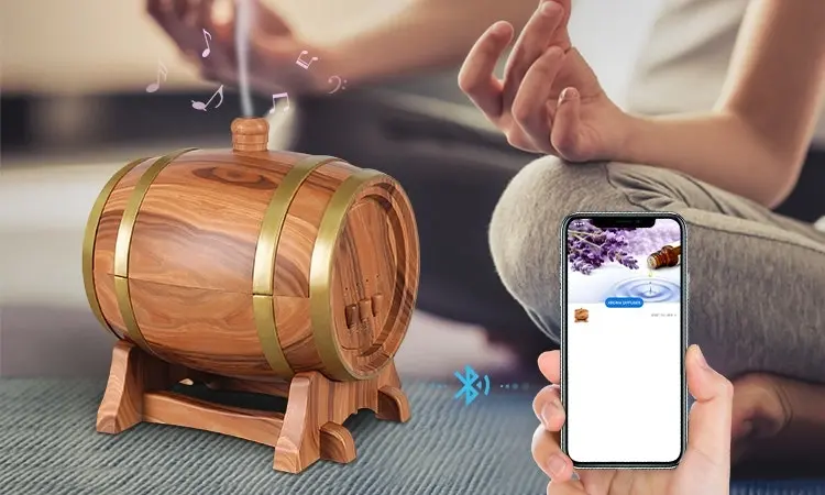 TODO 350Ml Bluetooth Speaker Humidifier Aromatherapy Diffuser Ultrasonic Led + Essential Oil - Oak Wood