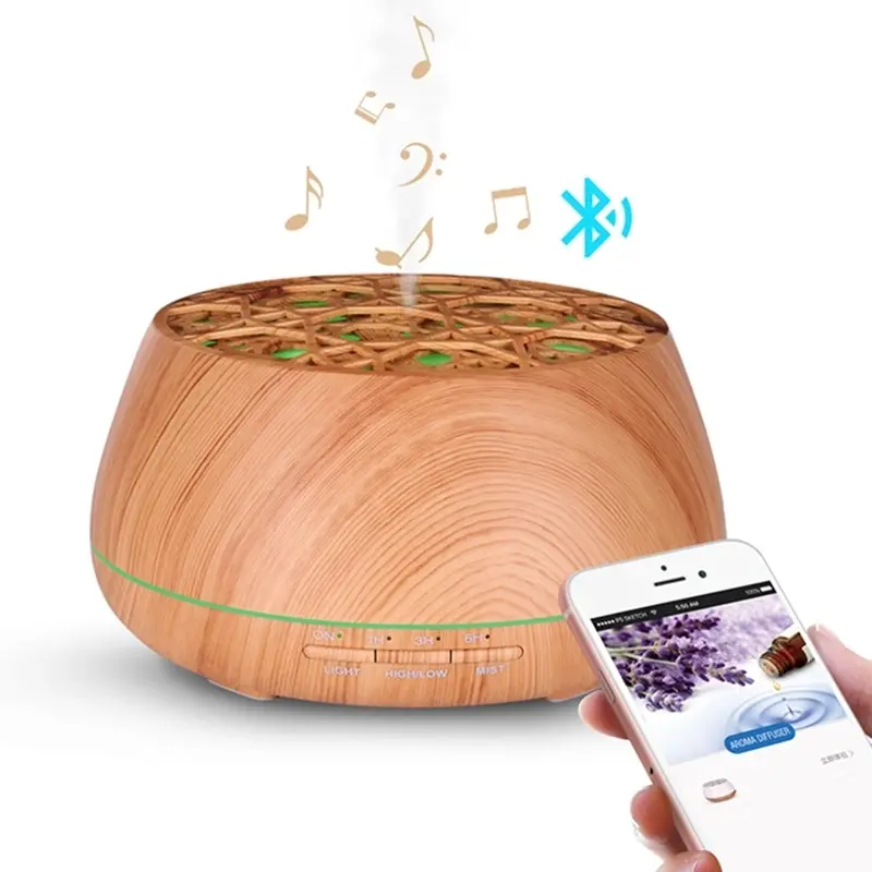 TODO 400Ml Bluetooth Humidifier Aromatherapy Diffuser Ultrasonic Led Speaker Dome - Woodgrain