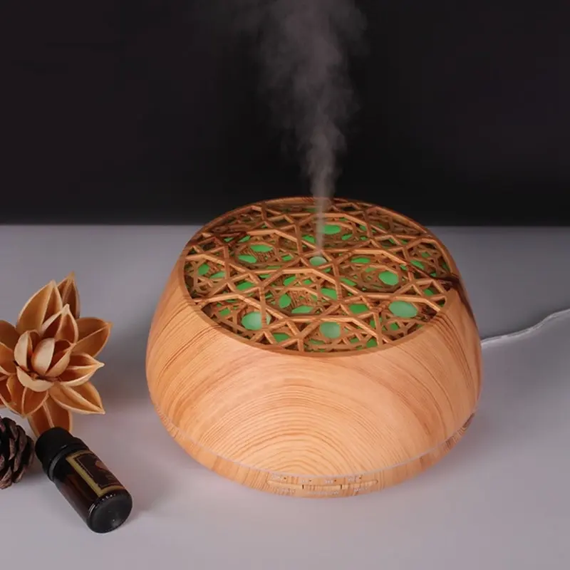 TODO 400Ml Bluetooth Humidifier Aromatherapy Diffuser Ultrasonic Led Speaker Dome - Woodgrain