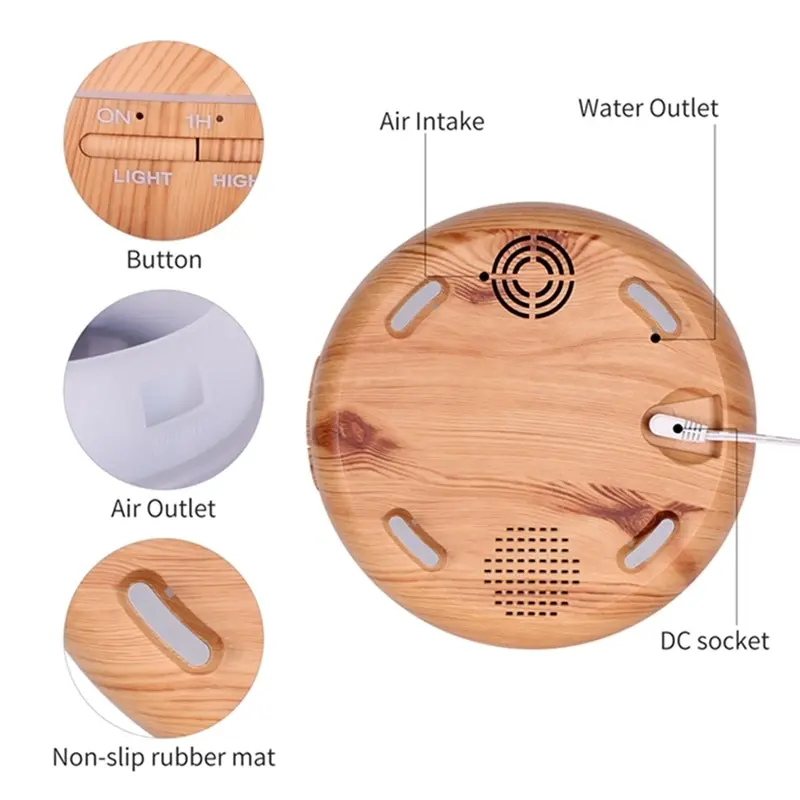 TODO 400Ml Bluetooth Humidifier Aromatherapy Diffuser Ultrasonic Led Speaker Dome - Woodgrain