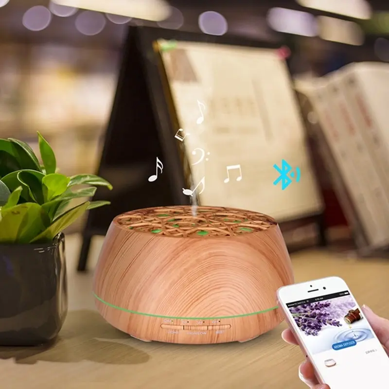 TODO 400Ml Bluetooth Humidifier Aromatherapy Diffuser Ultrasonic Led Speaker Dome - Woodgrain