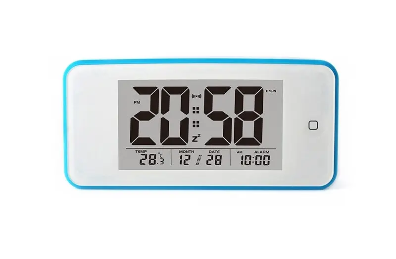 TODO Smart Light Lcd Alarm Clock Backlit Display Portable Battery Operated - Blue