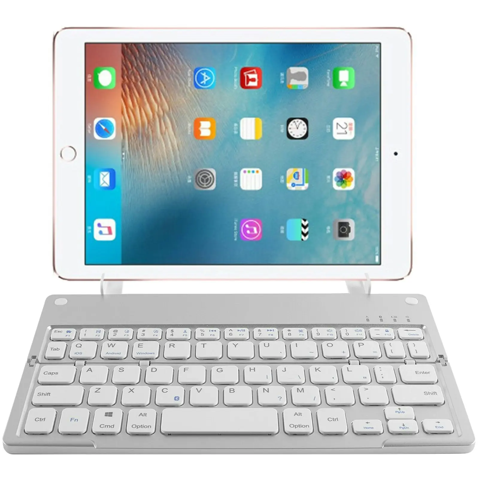 TODO Folding Bluetooth Wireless Keyboard Phone Tablet Holder Windows Android - Silver