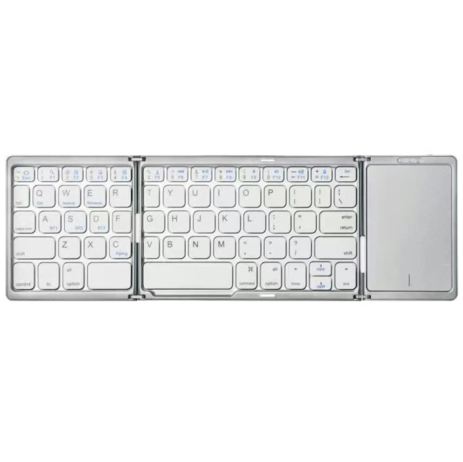 TODO Folding Bluetooth Wireless Keyboard Touchpad BT 5.1 Mac Windows Android - Silver