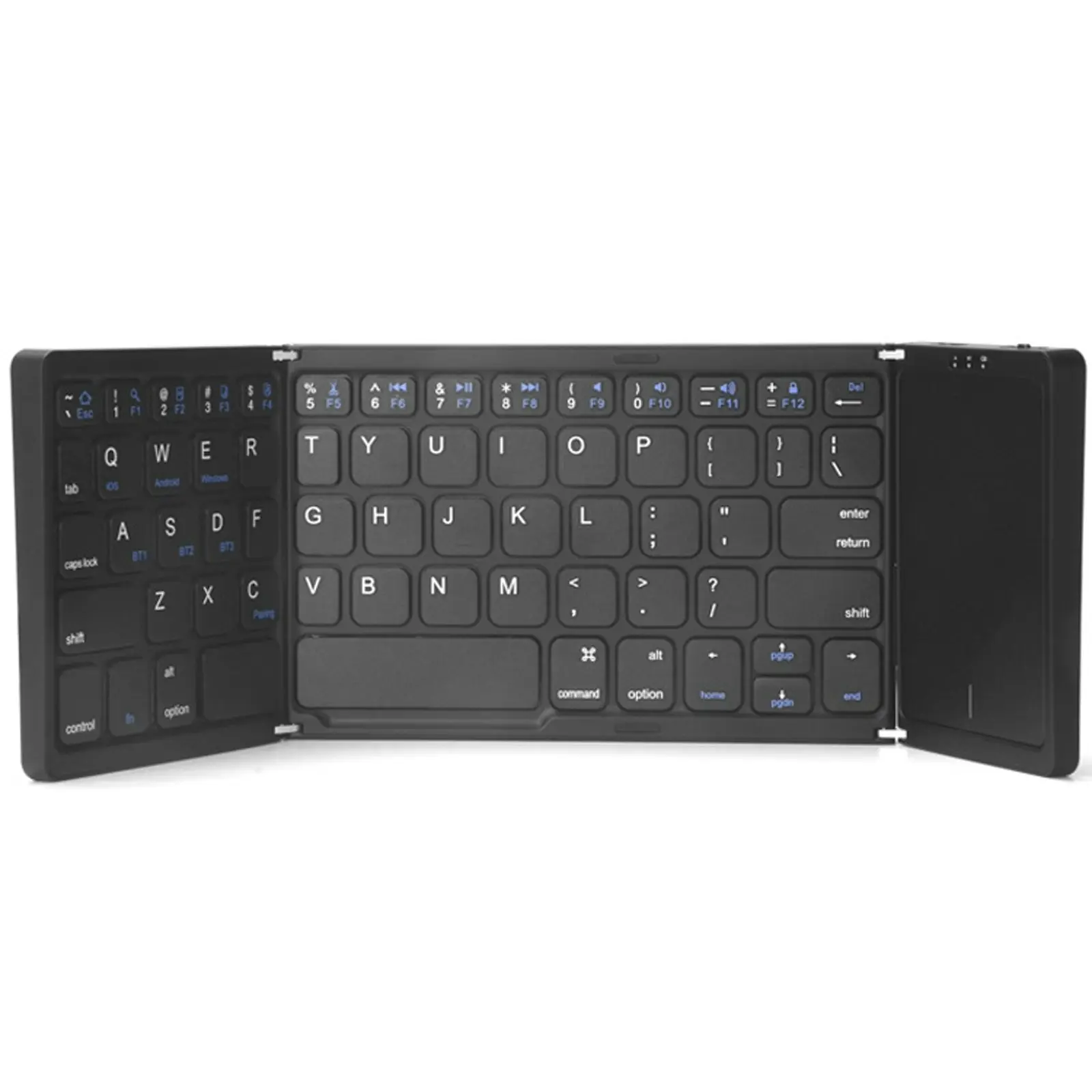 TODO Folding Bluetooth Wireless Keyboard Touchpad BT 5.1 Mac Windows Android - Black