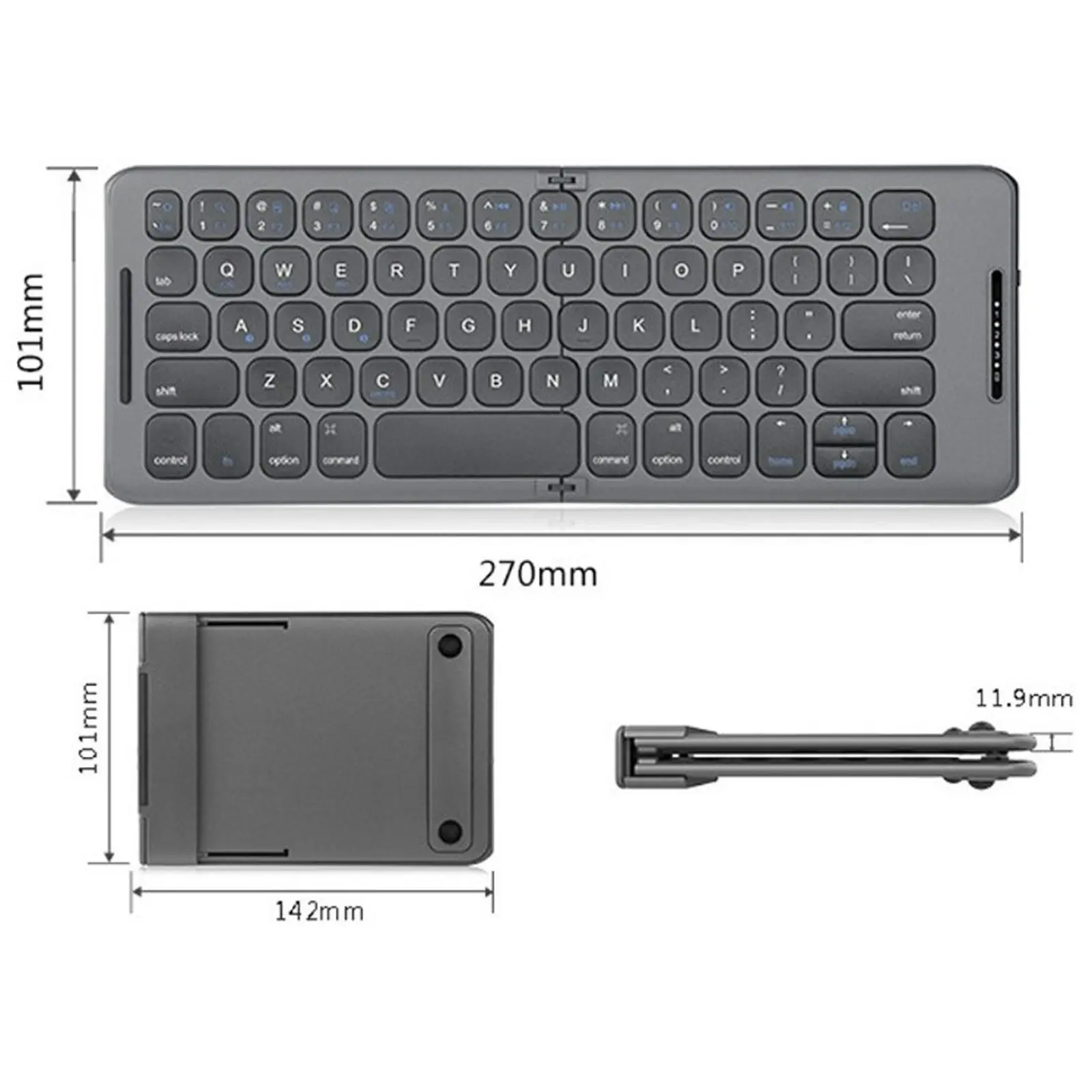 TODO Folding Bluetooth Wireless Keyboard Mac Windows Android USB BT 3 Channel