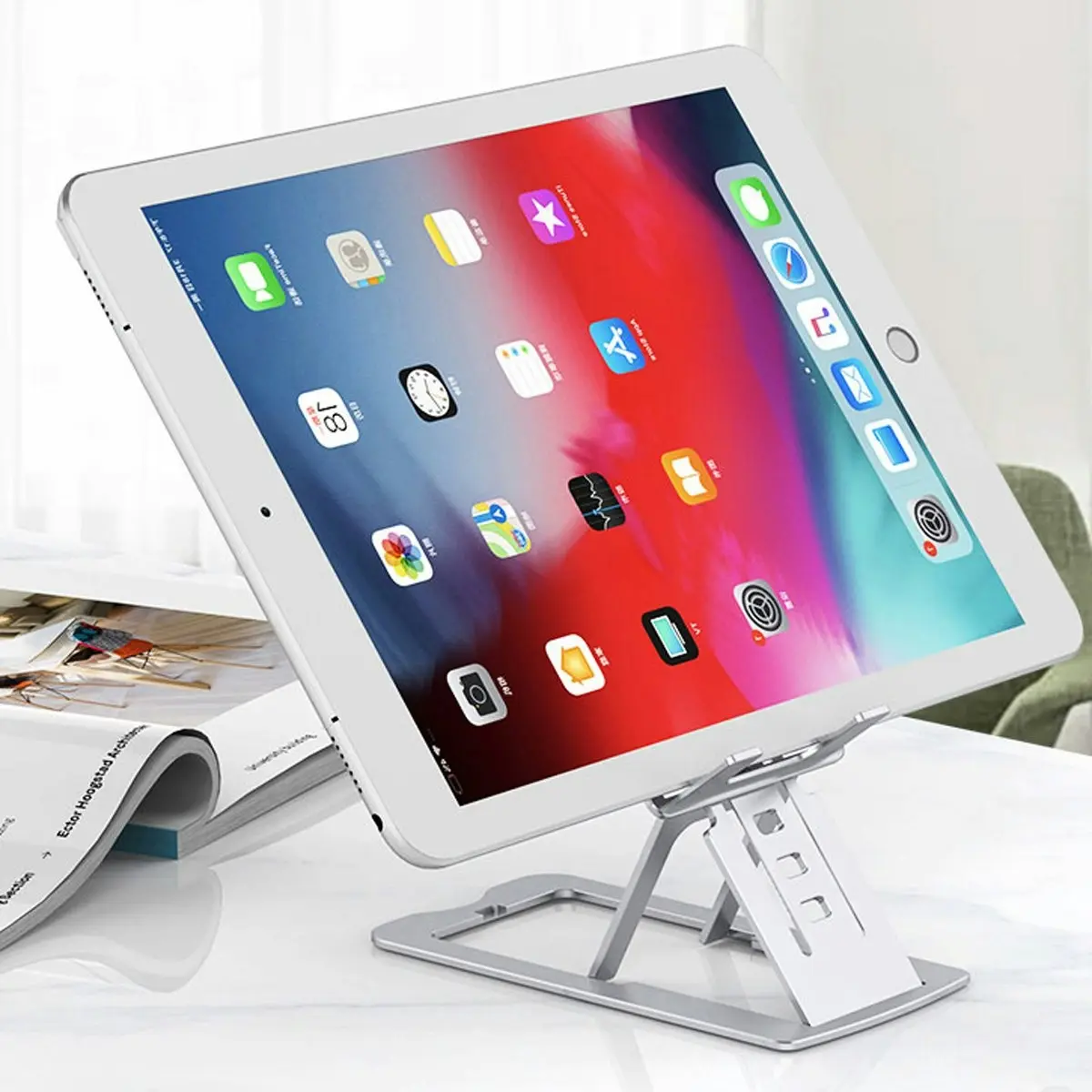 TODO Aluminium Alloy 3.5 - 12" Mobile Phone Tablet Stand Mount Folding Holder iPad iPhone - Grey