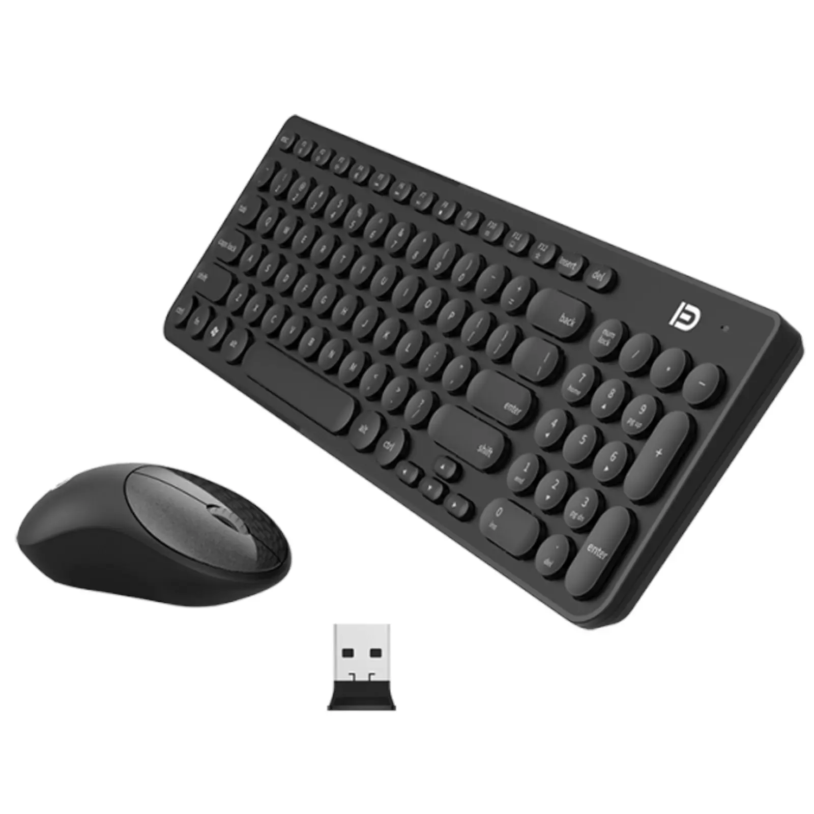 TODO 2.4Ghz Wireless Keyboard Mouse Combo Mac Windows Android 96 Key - Black