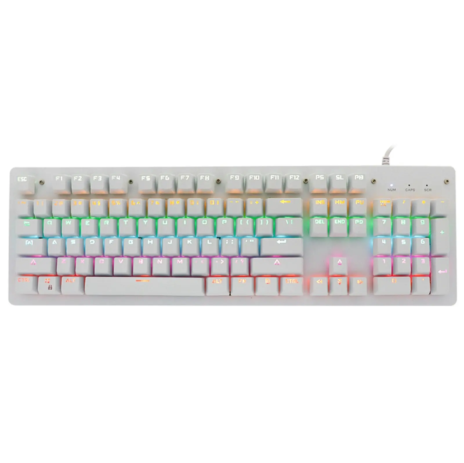 TODO Mechanical Gaming Keyboard Rgb Led Linear Blue Switch 104 Key Usb Windows - White