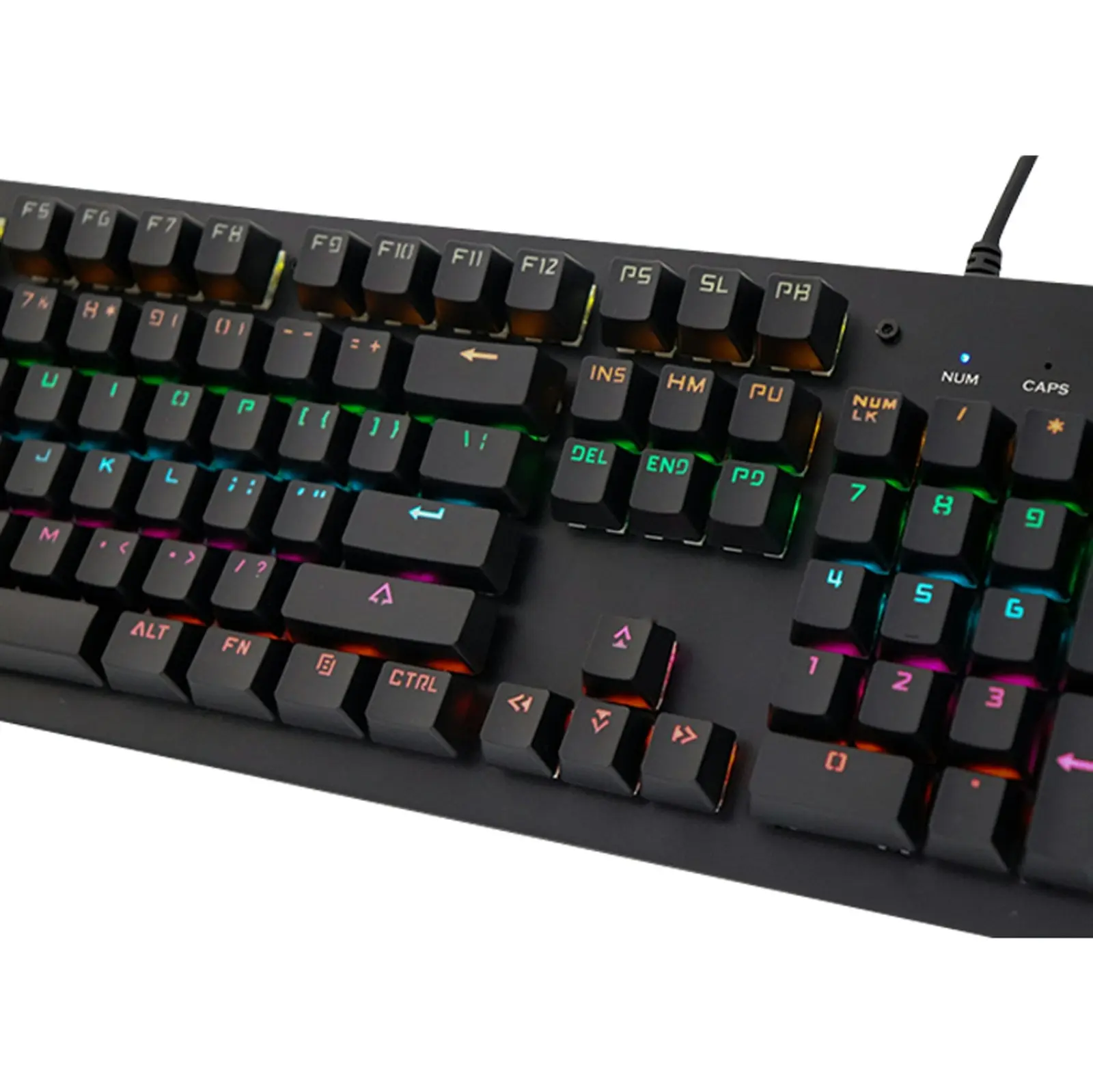 TODO Mechanical Gaming Keyboard Rgb Led Linear Blue Switch 104 Key Usb Windows - Black