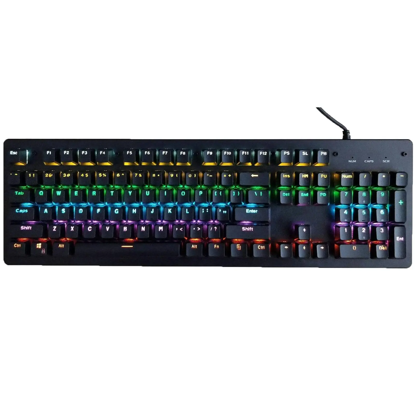 TODO Mechanical Gaming Keyboard Rgb Led Linear Blue Switch 104 Key Usb Windows - Black