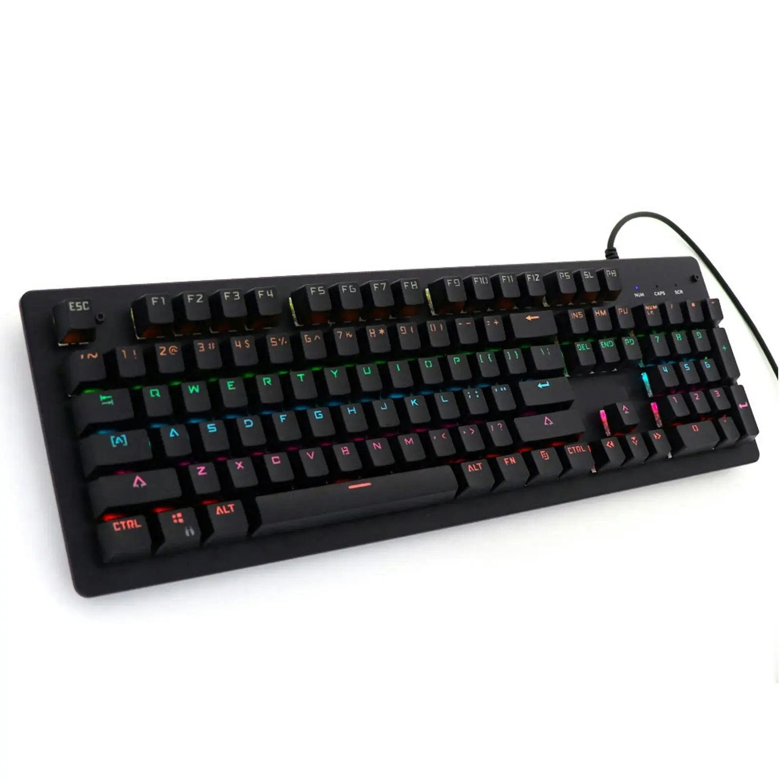 TODO Mechanical Gaming Keyboard Rgb Led Linear Blue Switch 104 Key Usb Windows - Black