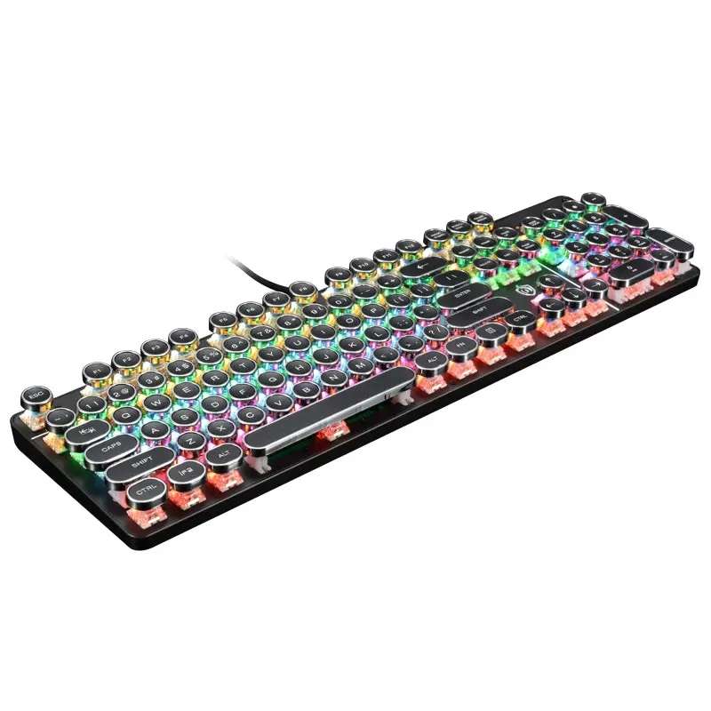 TODO FULL Mechanical Gaming Keyboard Linear Blue Switch Rgb Led 104 Key Usb Windows - Black