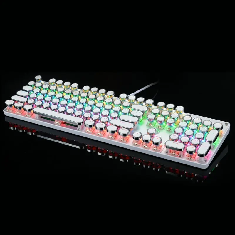 TODO Mechanical Gaming Keyboard Tactile Blue Switch Rgb Led 104 Key Usb Windows - White