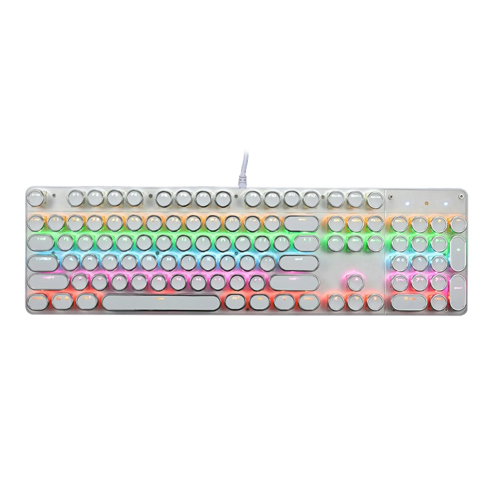 TODO Mechanical Gaming Keyboard Tactile Blue Switch Rgb Led 104 Key Usb Windows - White