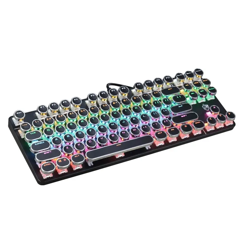 TODO Mechanical Gaming Keyboard Linear Blue Switch Rgb Led 87 Key Usb Windows - Black