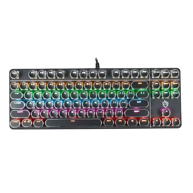 TODO Mechanical Gaming Keyboard Linear Blue Switch Rgb Led 87 Key Usb Windows - Black