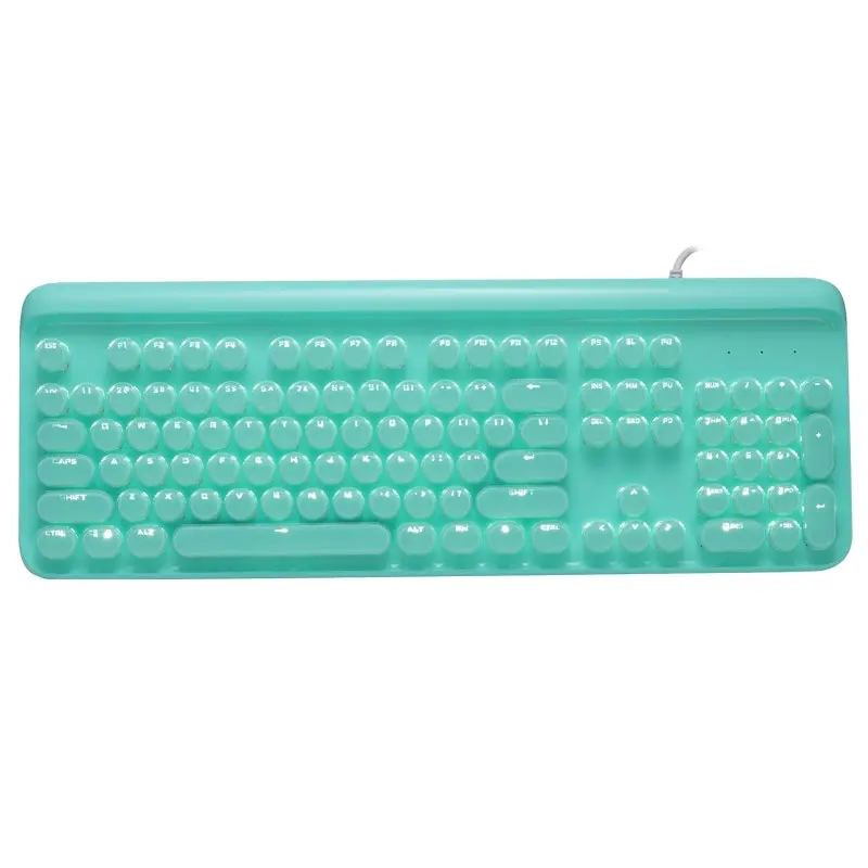 TODO Mechanical Gaming Keyboard Linear Blue Switch Led Backlit 104 Key Windows - Cyan