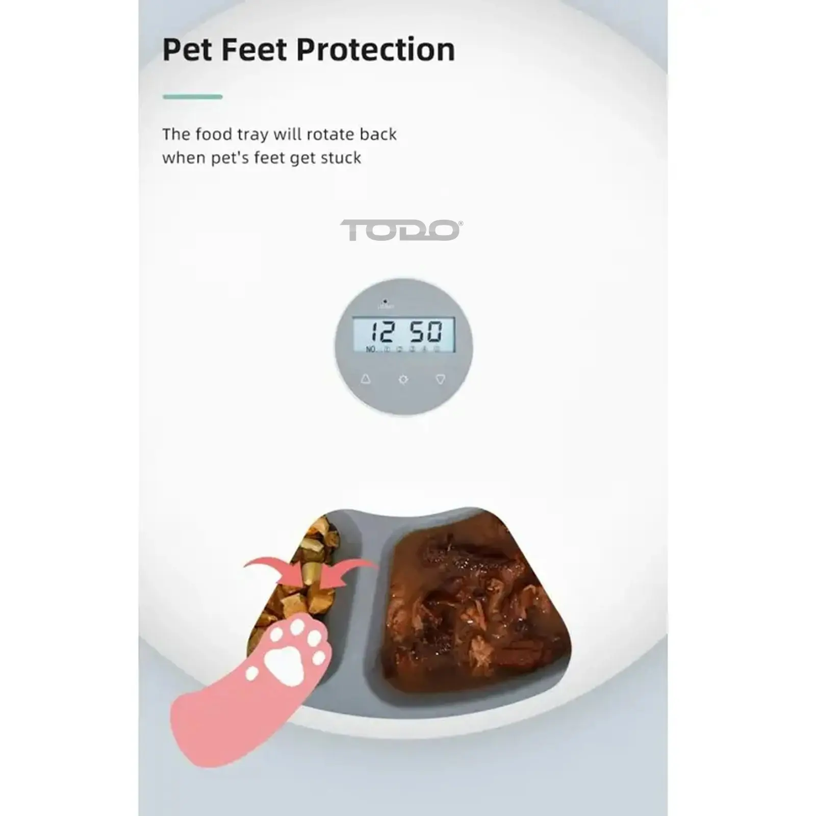 Todo Automatic Pet Feeder 180ml x6 Meal Digital Lcd Dog Cat Food Bowl Timer White