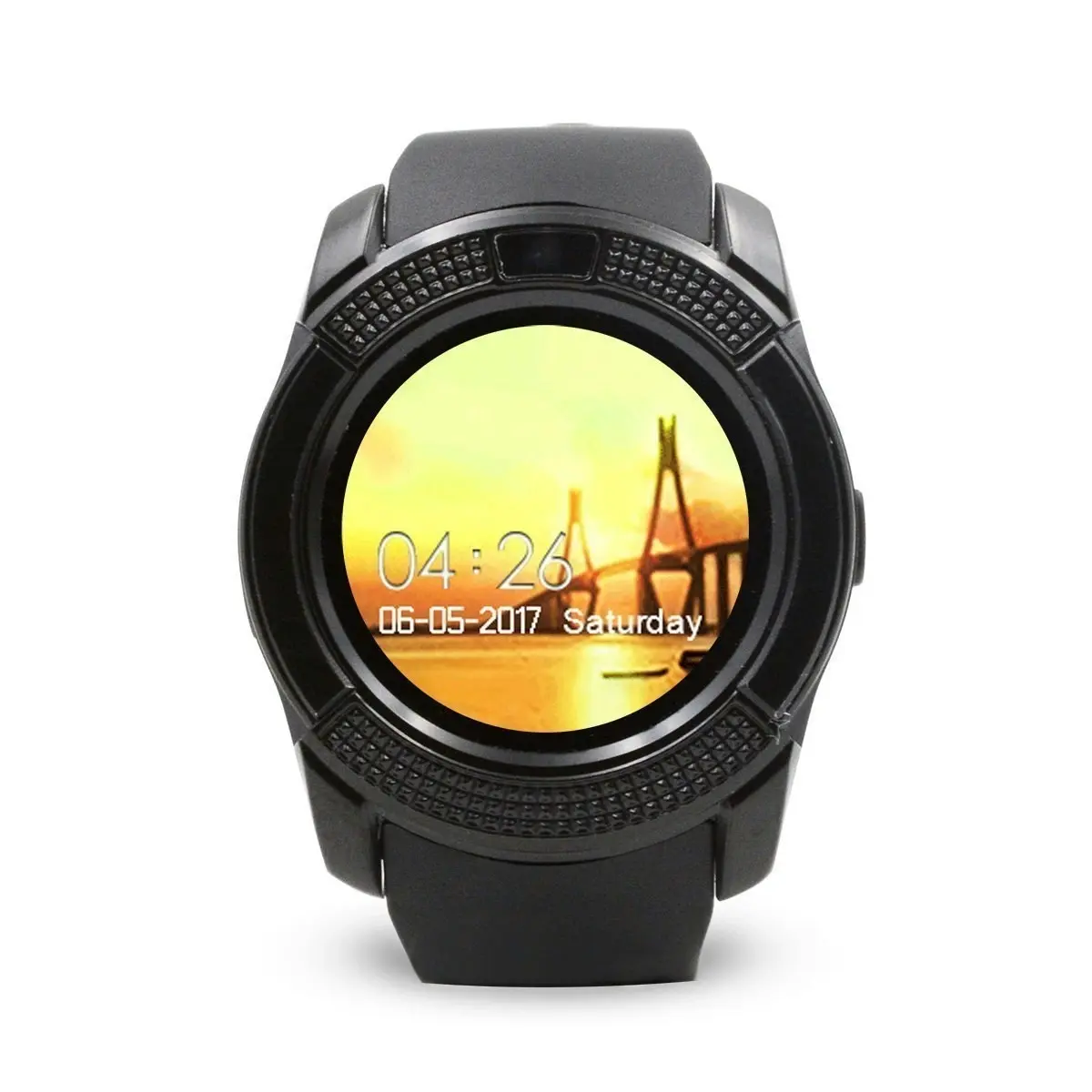 Bluetooth V3.0 Smart Watch 1.22" Hd Lcd Rechargeable 3Mp Camera - Black