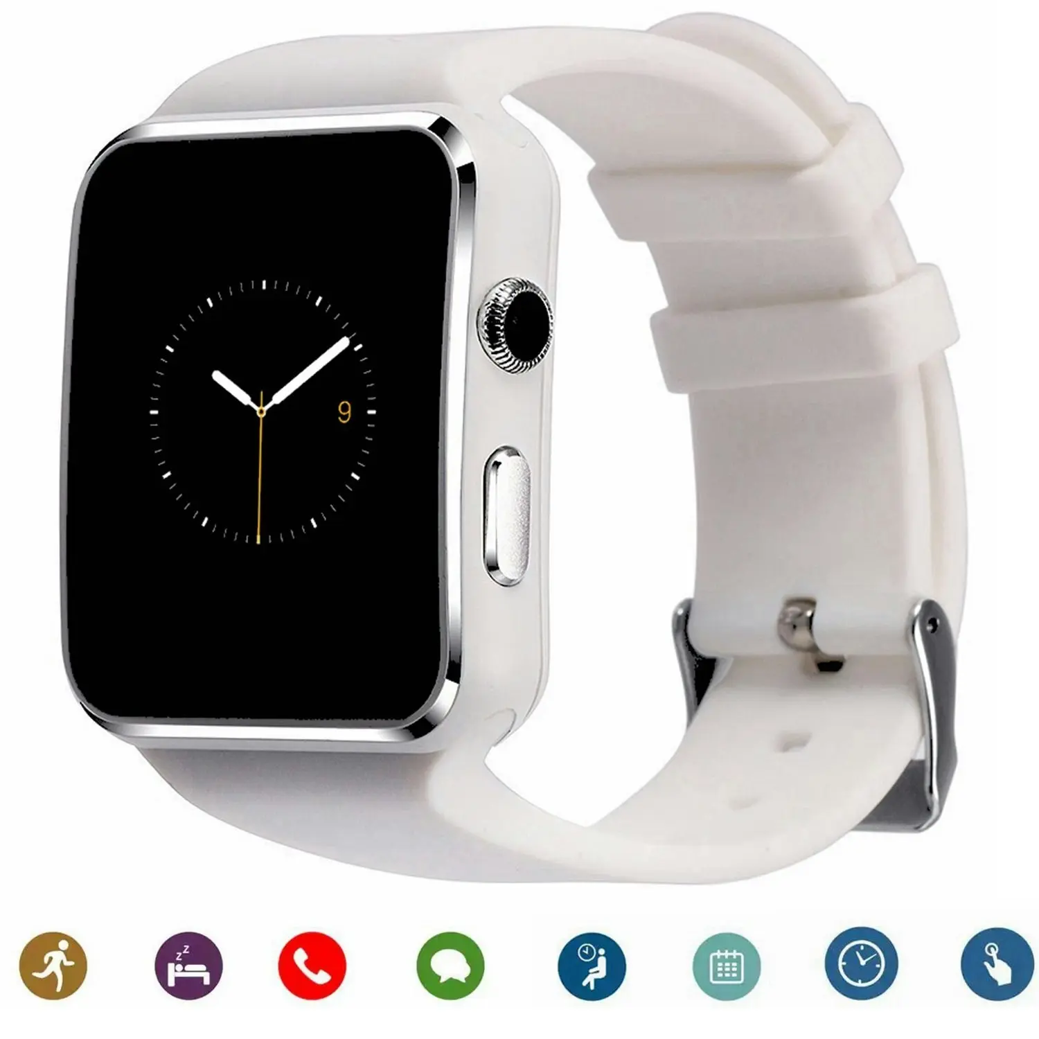 Bluetooth V3.0 Smart Watch 1.54" Ips Hd Lcd Rechargeable Handsfree Call - White