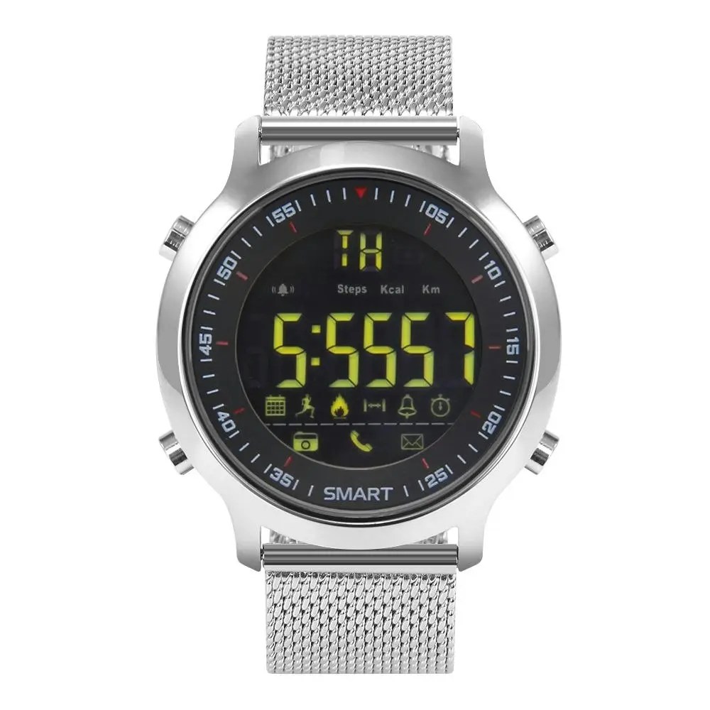 Bluetooth V4.0 Smart Watch 1.12" Fstn Lcd Sports Tracker Ip67 Remote Camera - Silver