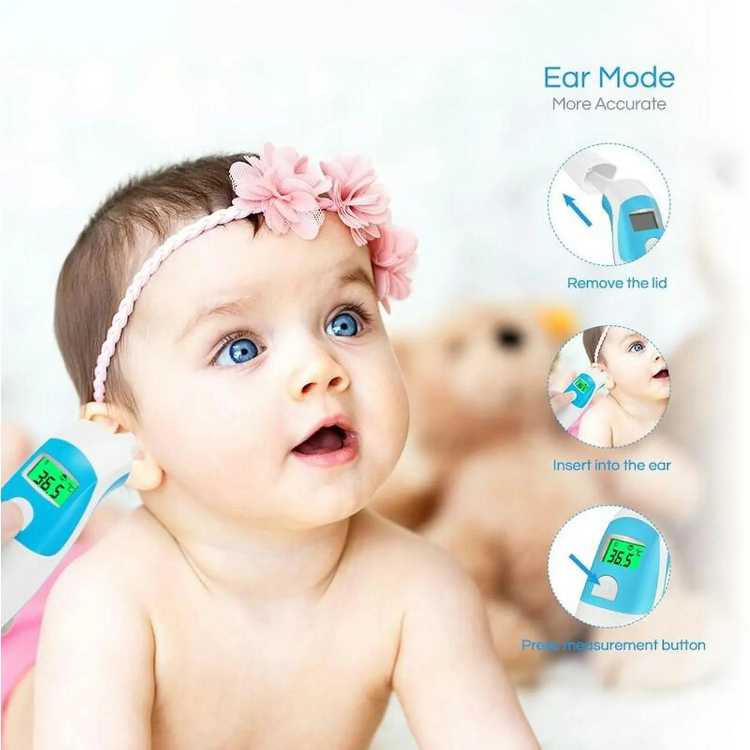 Infrared Ear Forehead Thermometer IR Digital Body Temperature 3 Colour LCD Adult Child