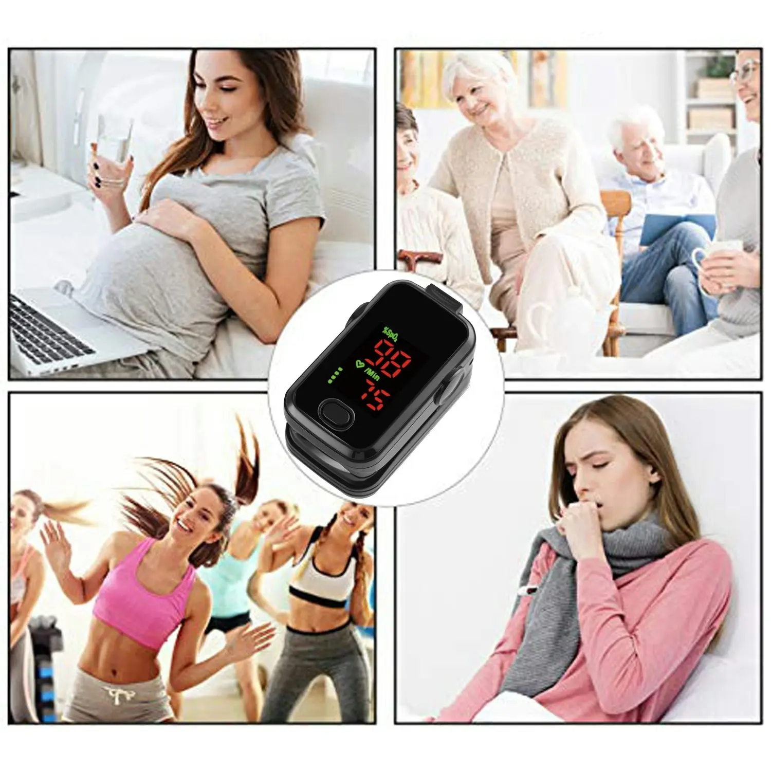 Fingertip Pulse Oximeter Hemoglobin Saturation Monitor Spo2