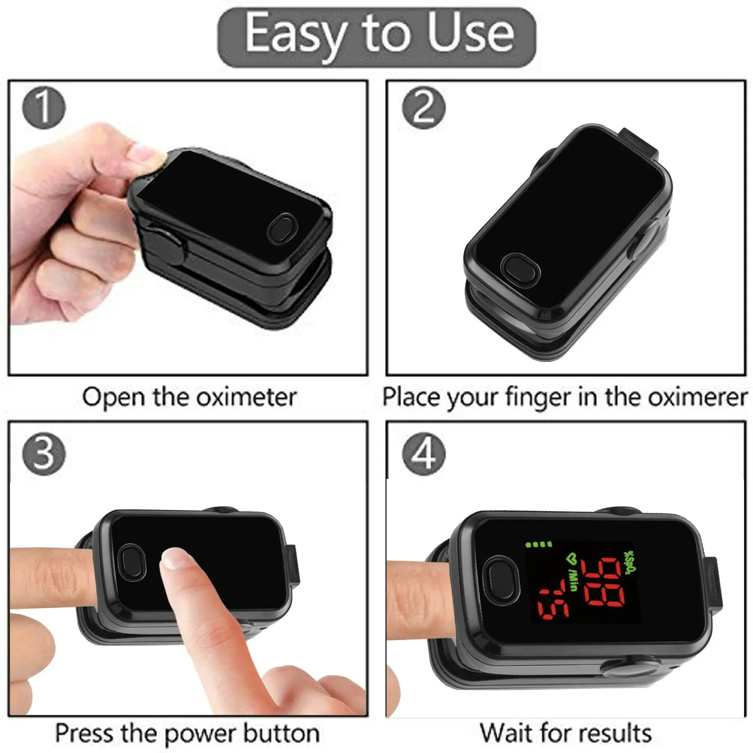 Fingertip Pulse Oximeter Hemoglobin Saturation Monitor Spo2