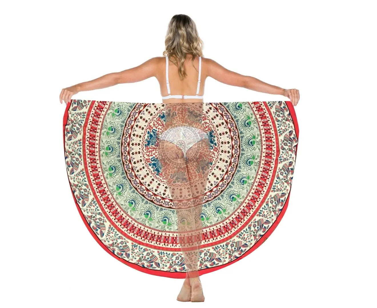 TODO Luxury Edition Chiffon Digital Print Beach Throw Yoga Pink Elephant