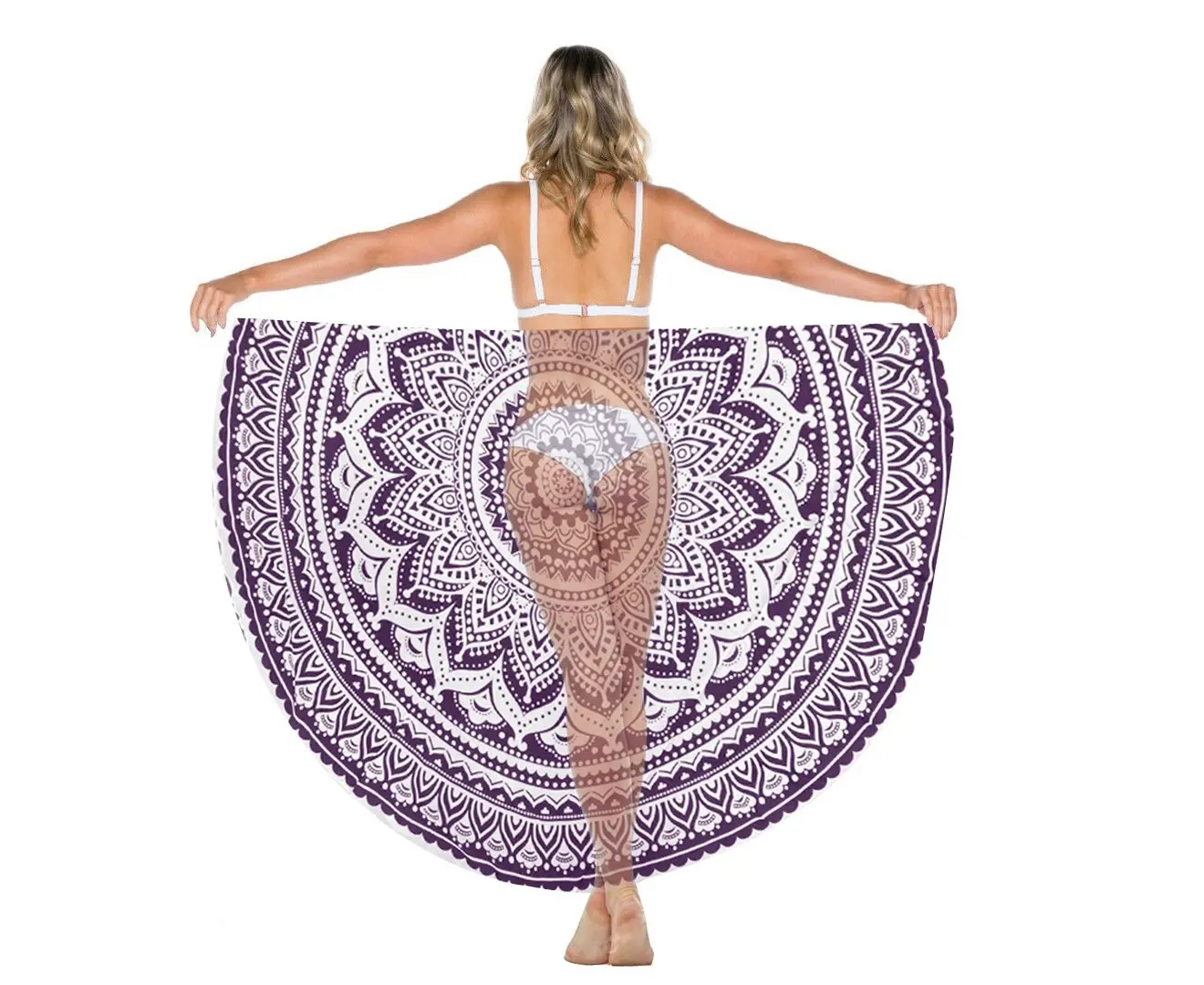 TODO Luxury Edition Chiffon Digital Print Beach Throw Yoga Purple Boho