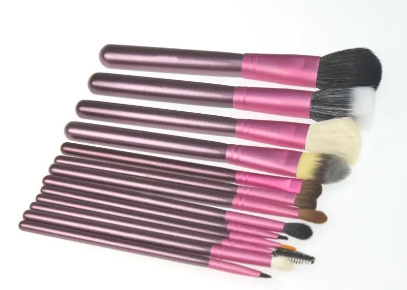 13 Piece Professional Makeup Brush Set Soft Bristle Carry Case Purple