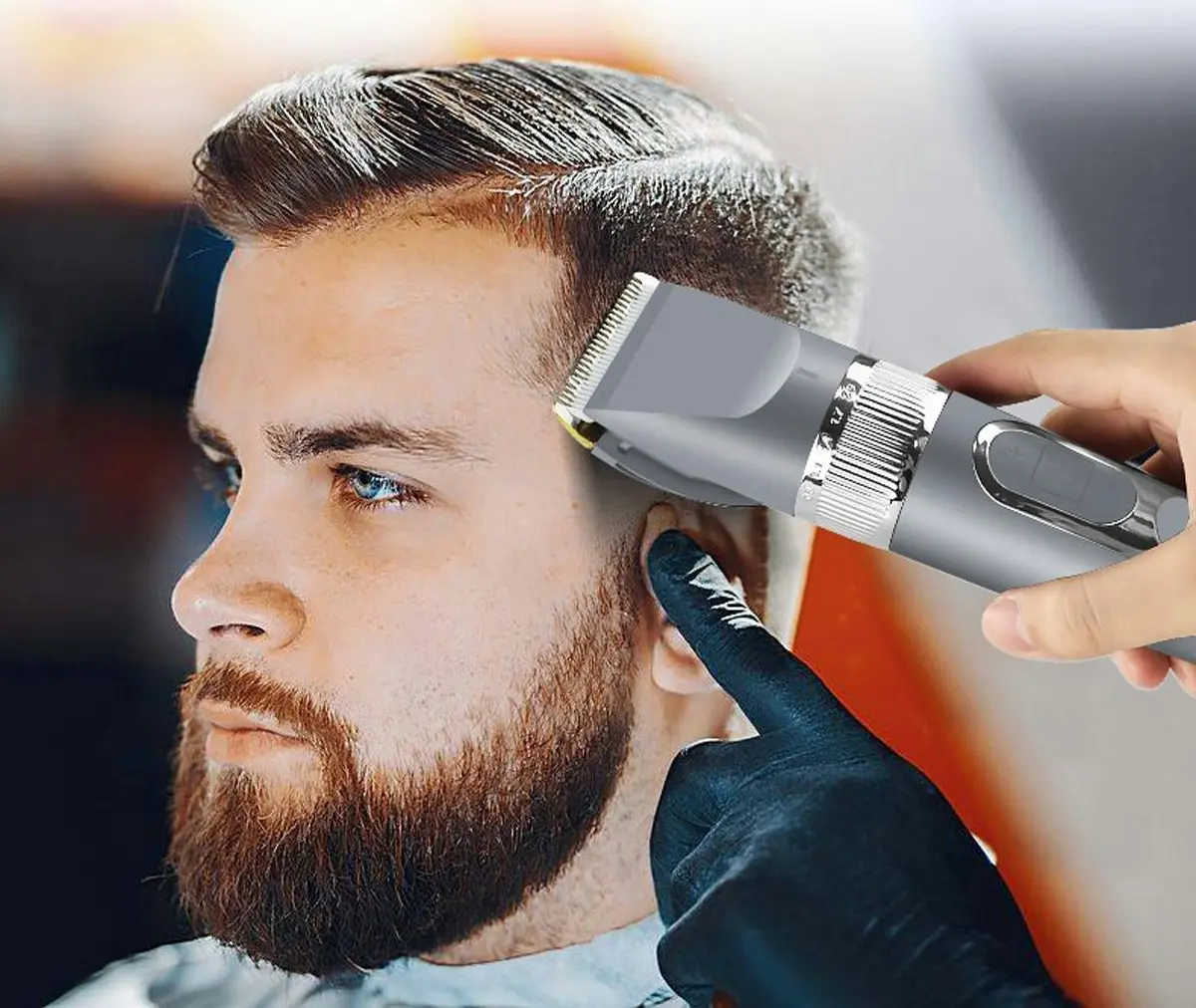 Cordless Hair Clipper Beard Trimmer LCD Display 3.7V 2000mAh Titanium Ceramic Blade USB Charge - Silver