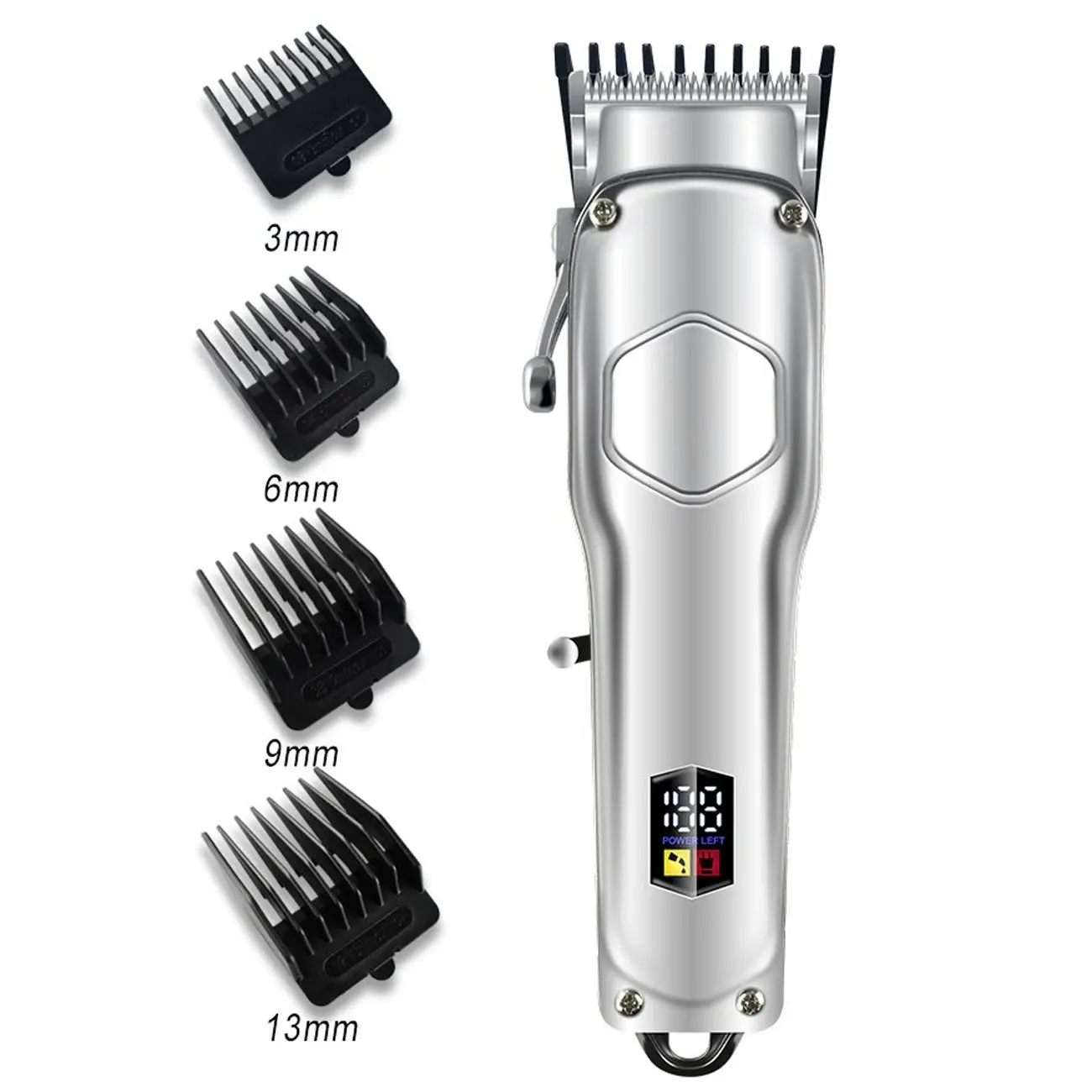 Cordless Hair Clipper Beard Trimmer LCD Display 3.7V 2000mAh Titanium Ceramic Blade USB Charge