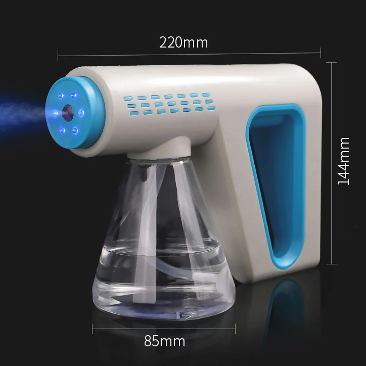 Nano Atomizer Spray Disinfection Gun Purifier 6 Blue Light Sterilizer Li-ion Cordless 300ml