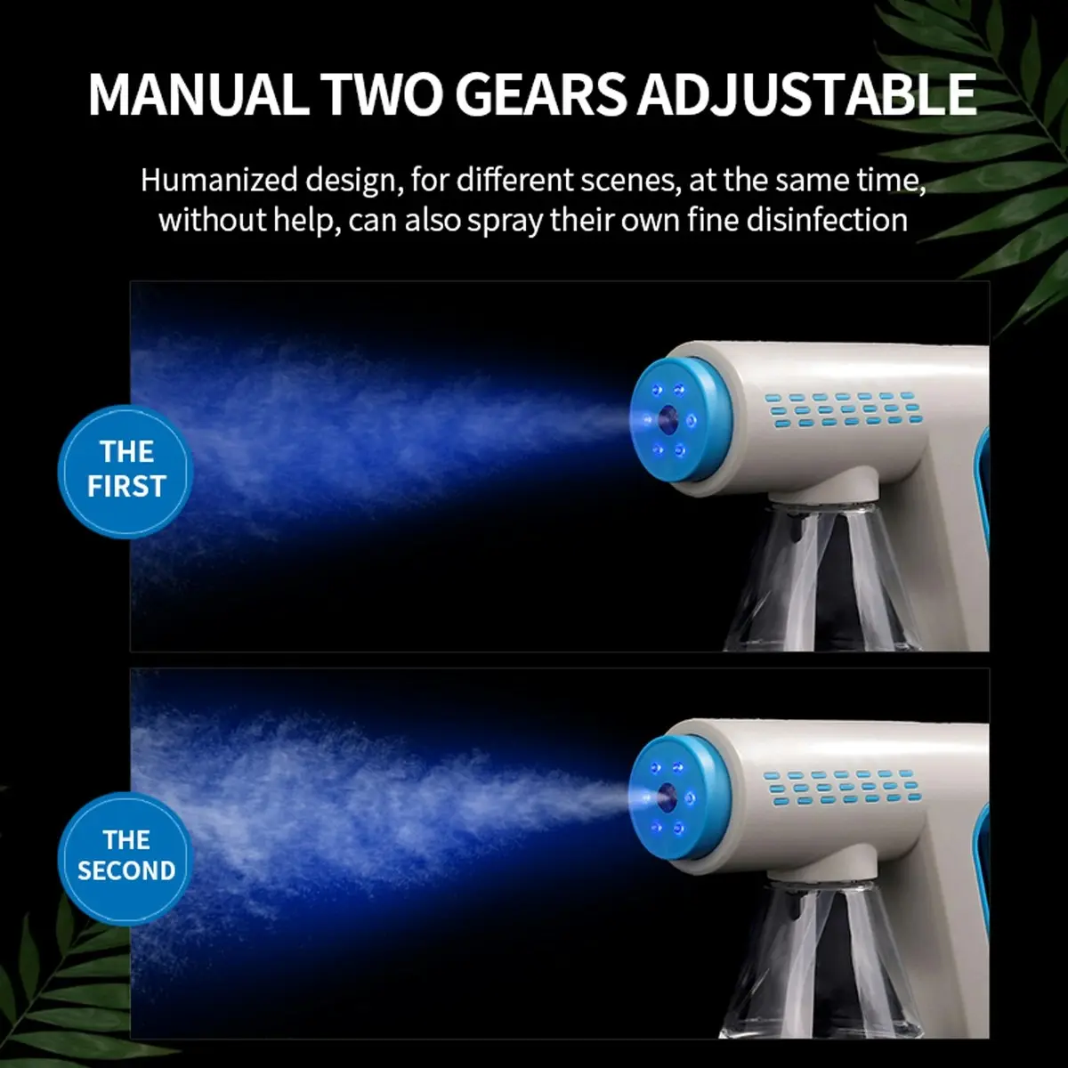 Nano Atomizer Spray Disinfection Gun Purifier 6 Blue Light Sterilizer Li-ion Cordless 300ml