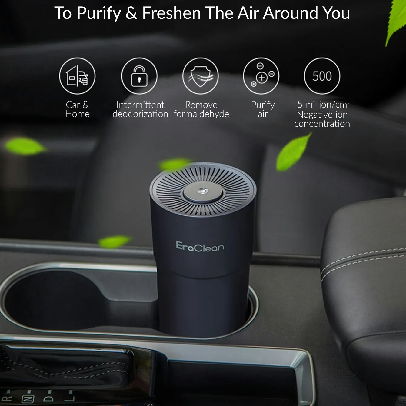 TODO Car Air Purifier Negative Ion Air Cleaner Portable Rechargeable EraClean