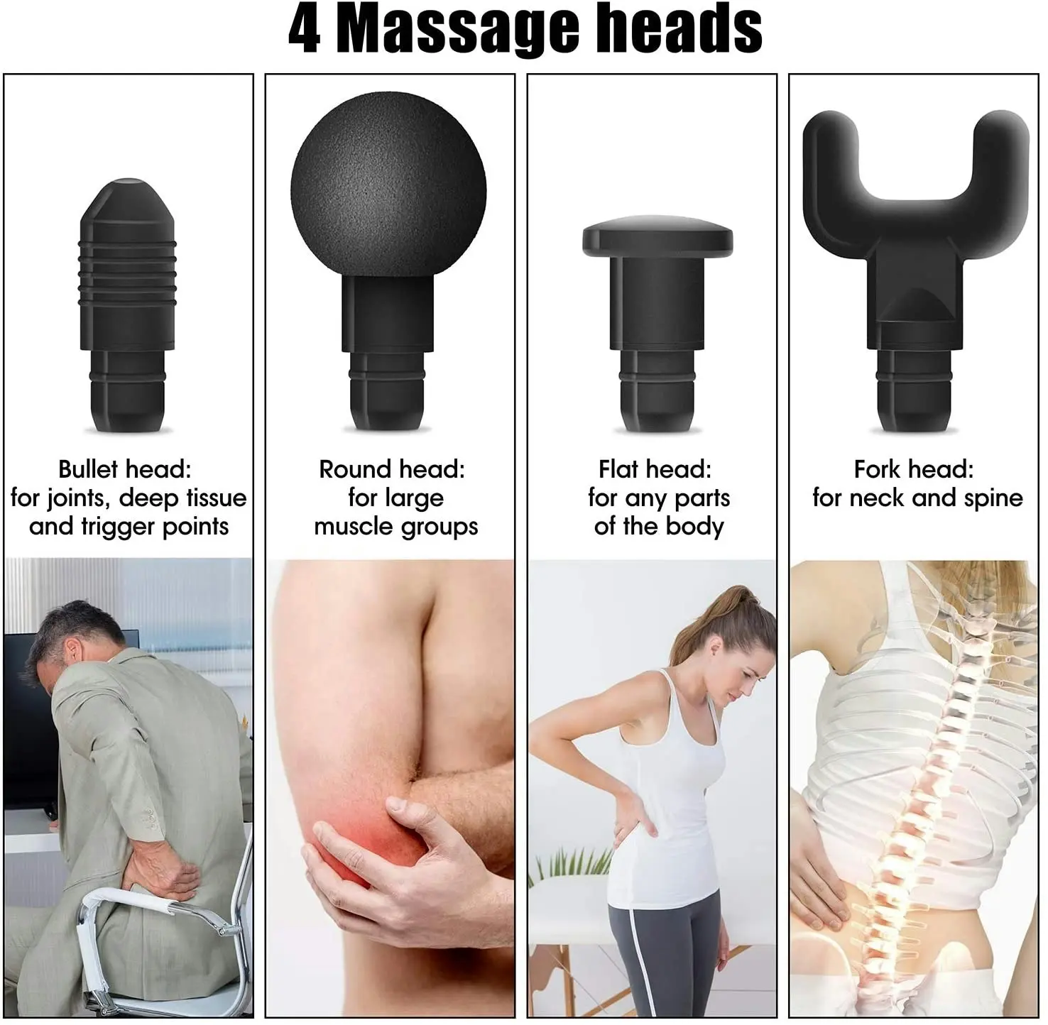 TODO Massage Gun Electric Massager 6 Speed 4 Heads Deep Muscle Tissue Relaxation