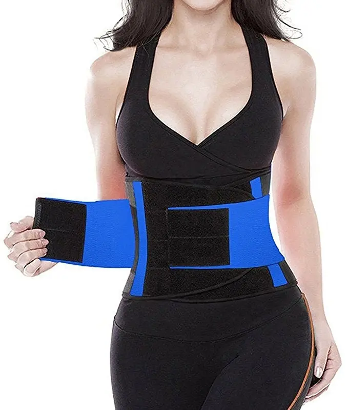 Corset Waist Trainer Body Shaper Womens Control Cincher Gridle Spandex Blue - 2XL