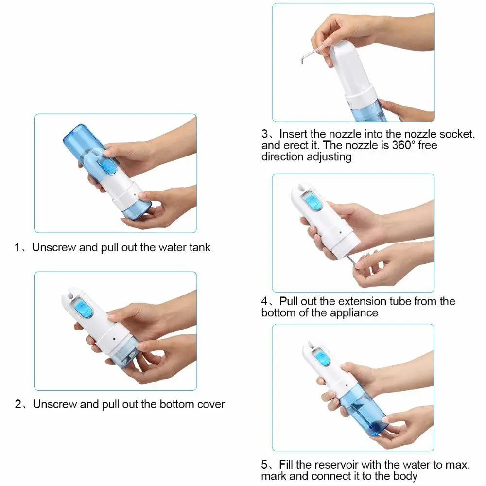 TODO Rechargeable Water Dental Jet Pick Flosser 90 Psi 1500Mah Travel Oral Irrigator