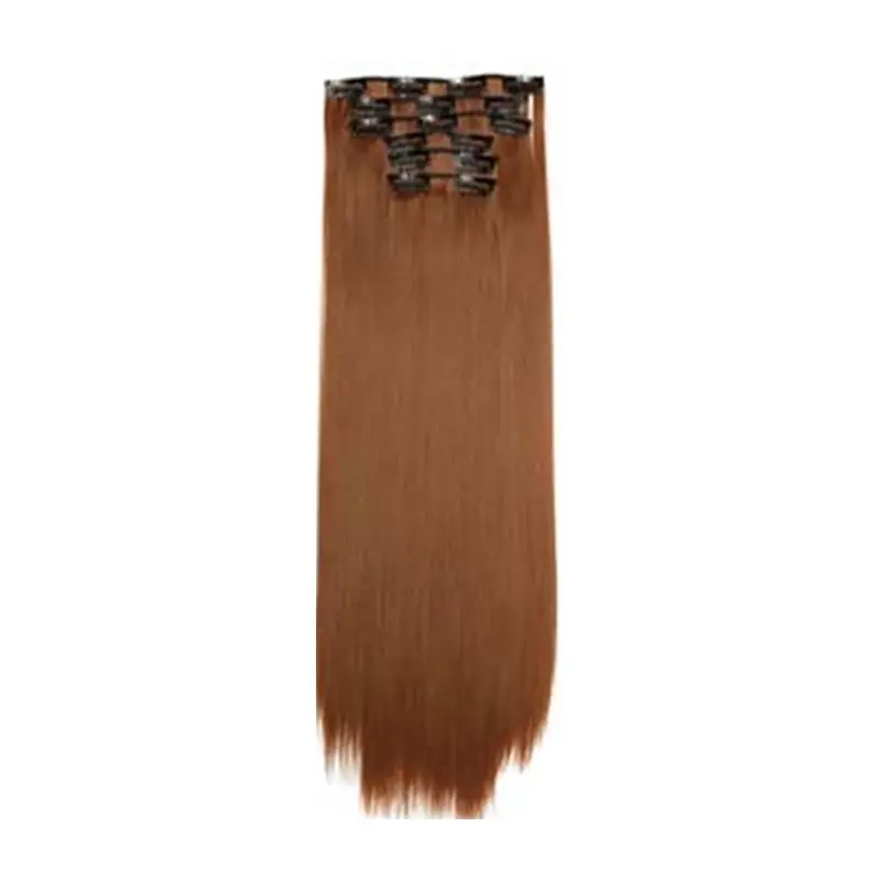 Twin 24" High Grade Brown Light Brown Straight 6Piece 17Clips Hair Extension 2X