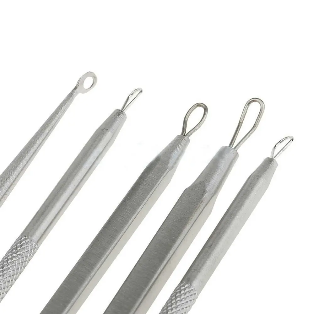 5 Pcs Blackhead Acne Remover Cleaner Tool Blemish Needle Pimple Extractor Carry Case set